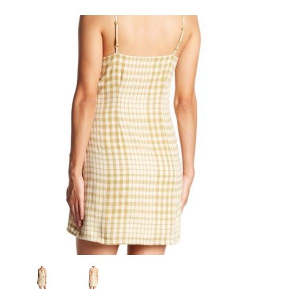 Free People Nodia Checkered Pattern Dress (Olive) size 12 - Picture 3 of 3
